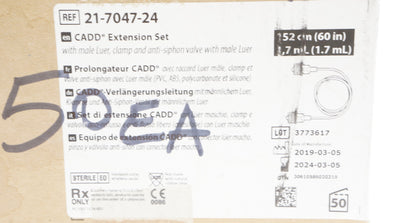 Smiths Medical 21-7047-24 CADD Extension Set 60inch x 1.7 mL - Box of 50 (x)